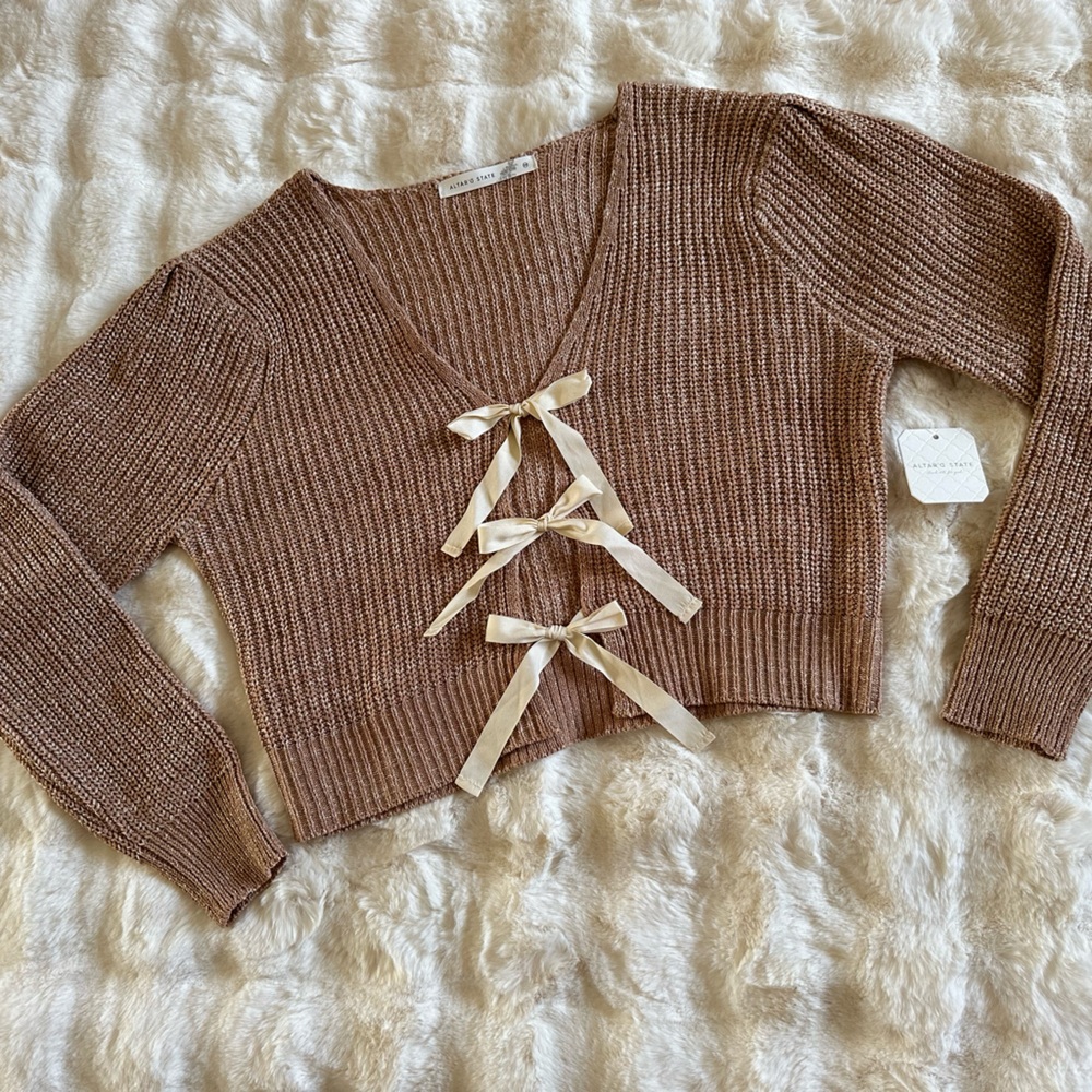 NWT ALTAR’D STATE Marla Bow Front Cardi